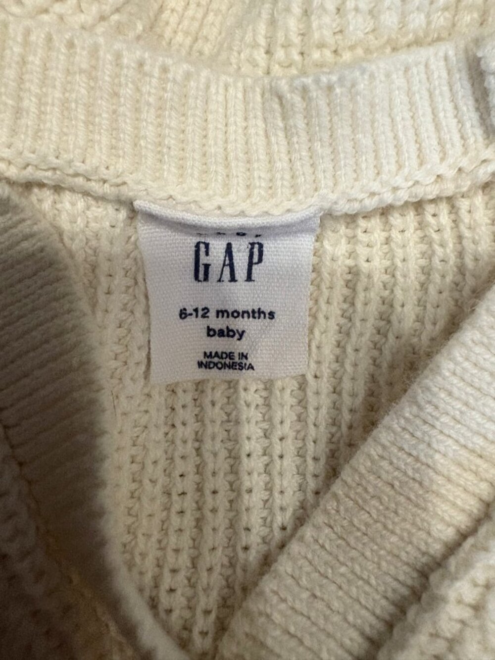 Baby Gap Chunky Ribbed Knit Button-Front Cardigan – Cream / Off-White - Picture 3 of 4
